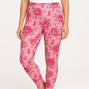LuLaRoe TC Breast Cancer Awareness Rose Print Leggings NWT